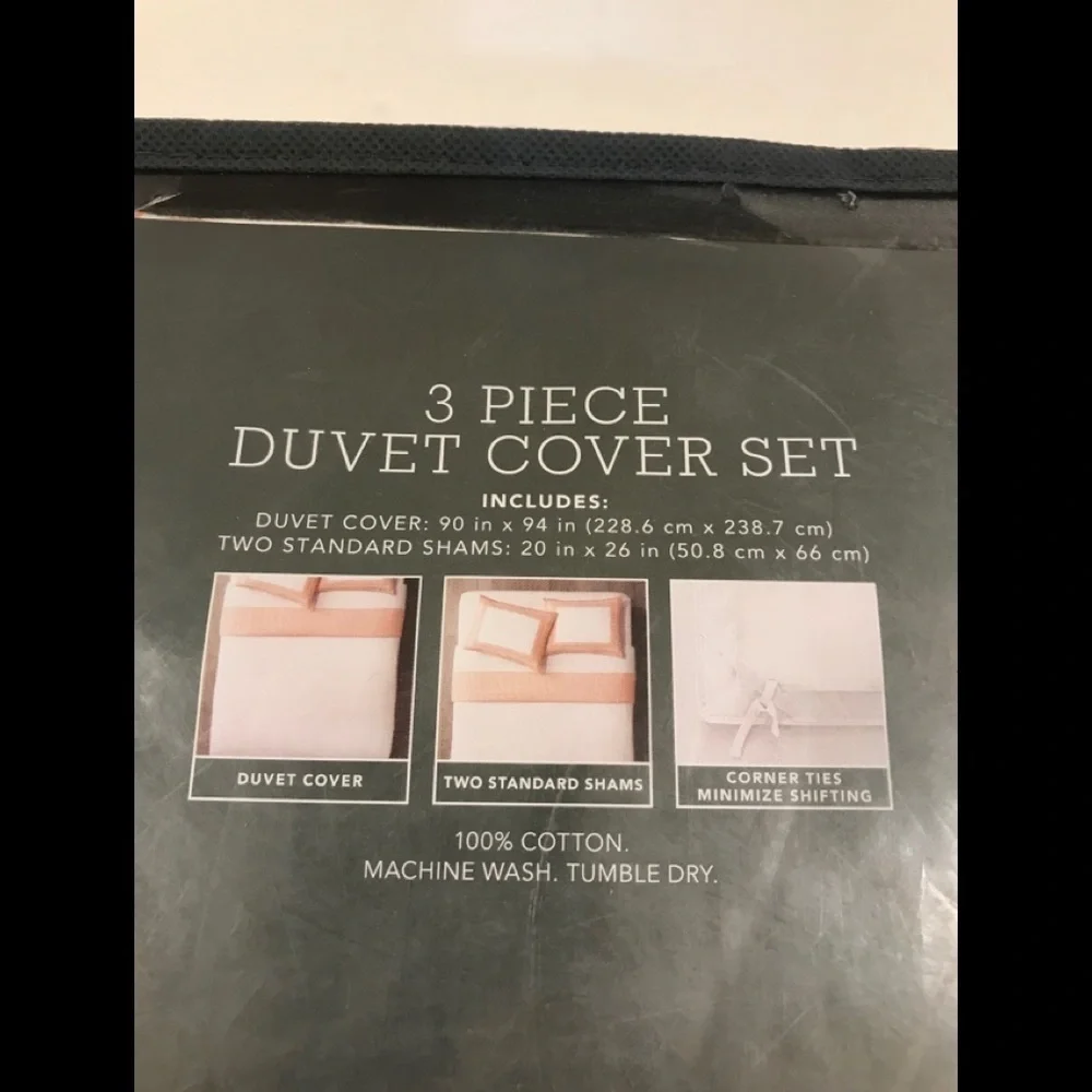 THRESHOLD 3 PIECE CORAL BORDER PRINT DUVET SET